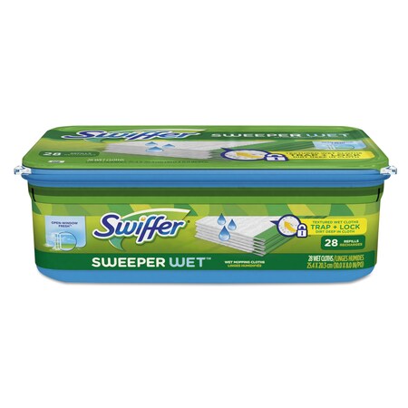 Swiffer Wet Refill Cloths, Open Window Fresh, Cloth, White, 10 x 8, 28/Bx, PK6 PGC 82856